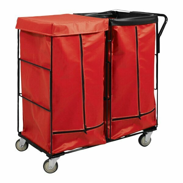 Royal Basket Trucks 14 Cu. Ft. Red Double Compartment Collection Cart with 2 Rigid 50AR41RRXJ2C4UNN